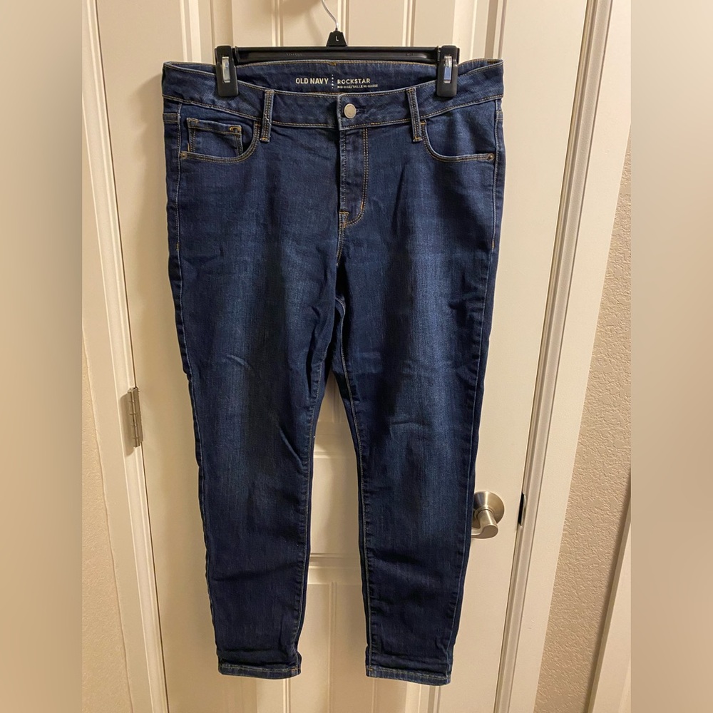 Old Navy Jeans Rockstar 10 12 Skinny Leg Ankle Stretch Blue Denim